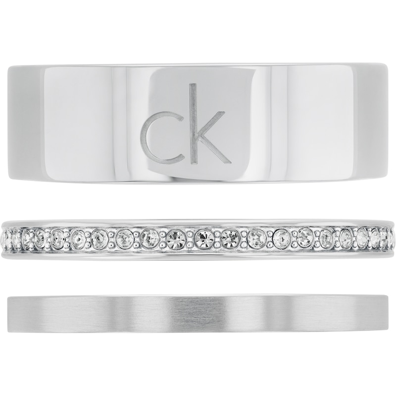 Main Image 2 of Calvin Klein Ladies' Stainless Steel Ring Trio Set - Size Q