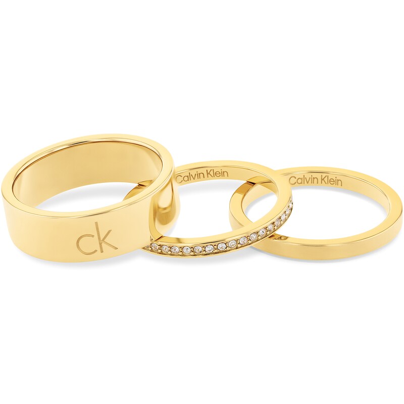 Main Image 1 of Calvin Klein Ladies' Gold Tone Ring Trio Set - Size N