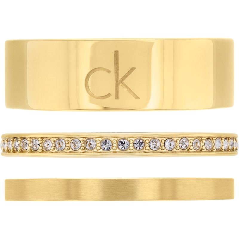 Main Image 2 of Calvin Klein Ladies' Gold Tone Ring Trio Set - Size N
