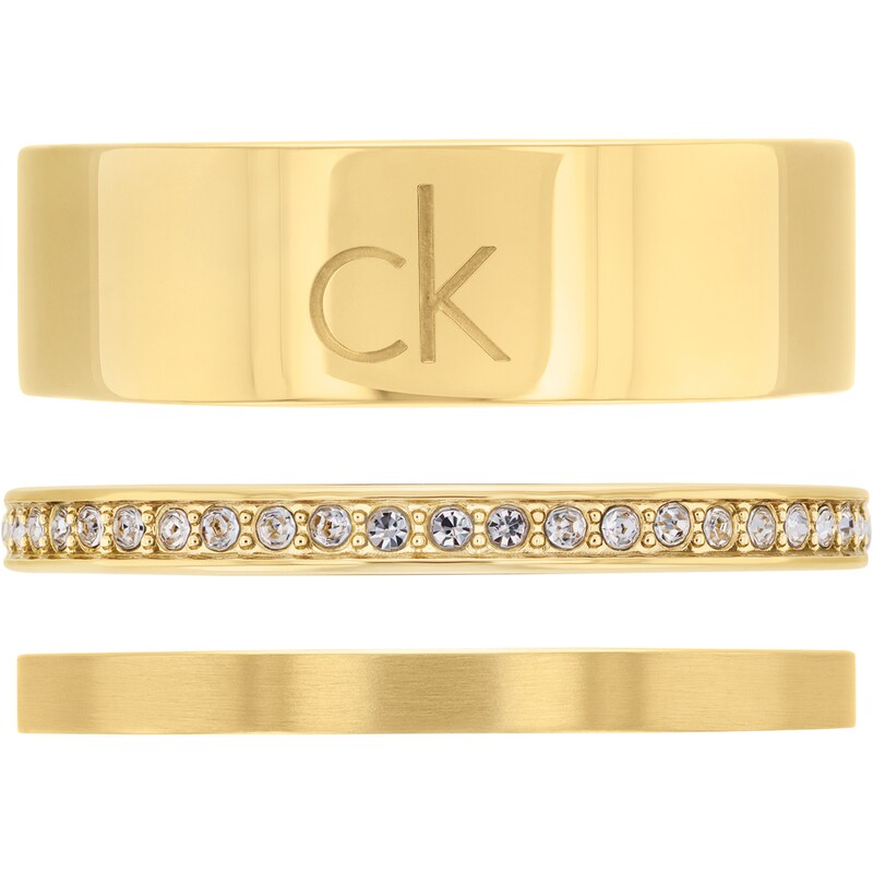 Main Image 2 of Calvin Klein Ladies' Gold Tone Ring Trio Set - Size P