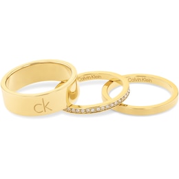 Calvin Klein Ladies' Gold Tone Ring Trio Set - Size Q