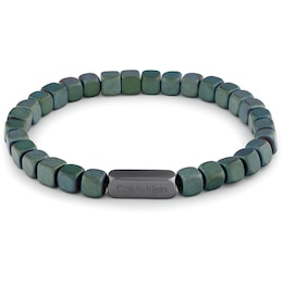 Calvin Klein Men's Green Plated Matte Beaded Bracelet