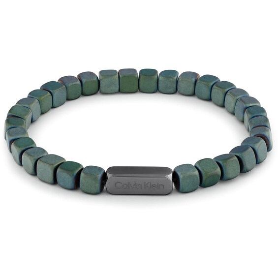 Calvin Klein Men's Green Plated Matte Beaded Bracelet