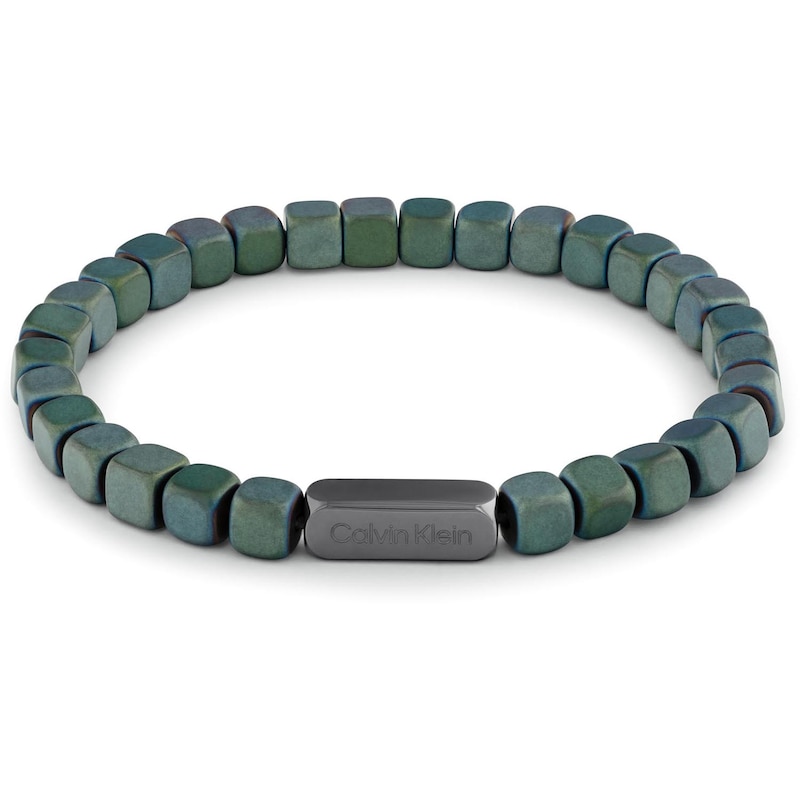 Main Image 1 of Calvin Klein Men's Green Plated Matte Beaded Bracelet