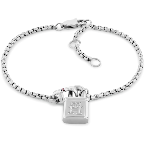 Tommy Hilfiger Women's Stainless Steel Bracelet With TH Monogram Lock Pendant
