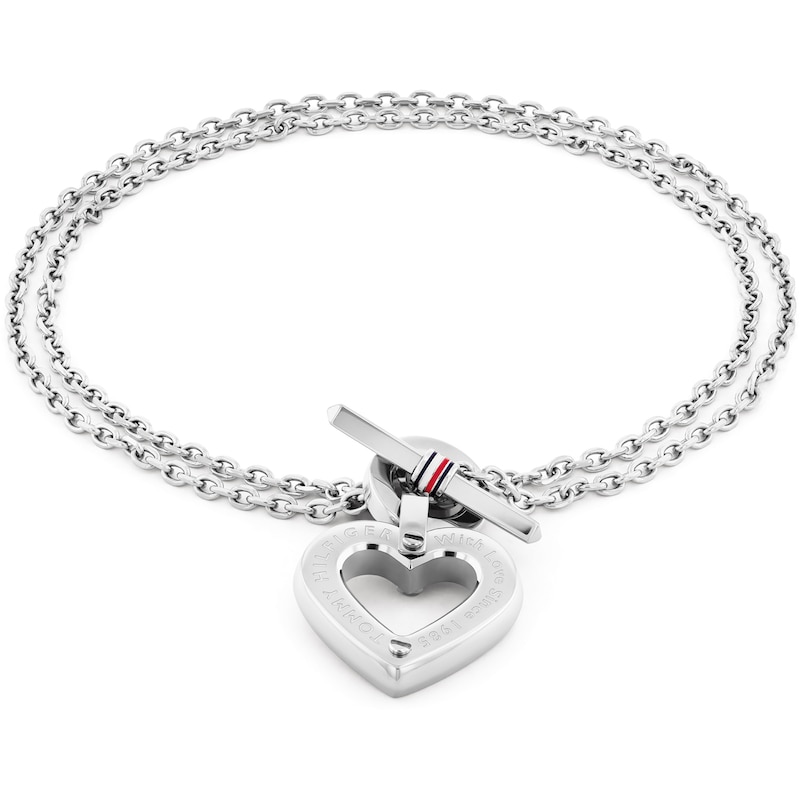 Main Image 1 of Tommy Hilfiger Ladies' Toggle Heart Pendant Stainless Steel Bracelet