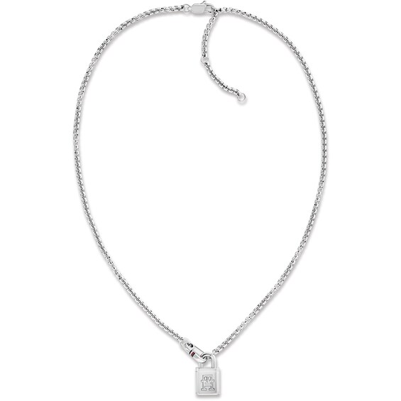 Tommy Hilfiger Women's Stainless Steel Necklace & TH Monogram Lock Pendant