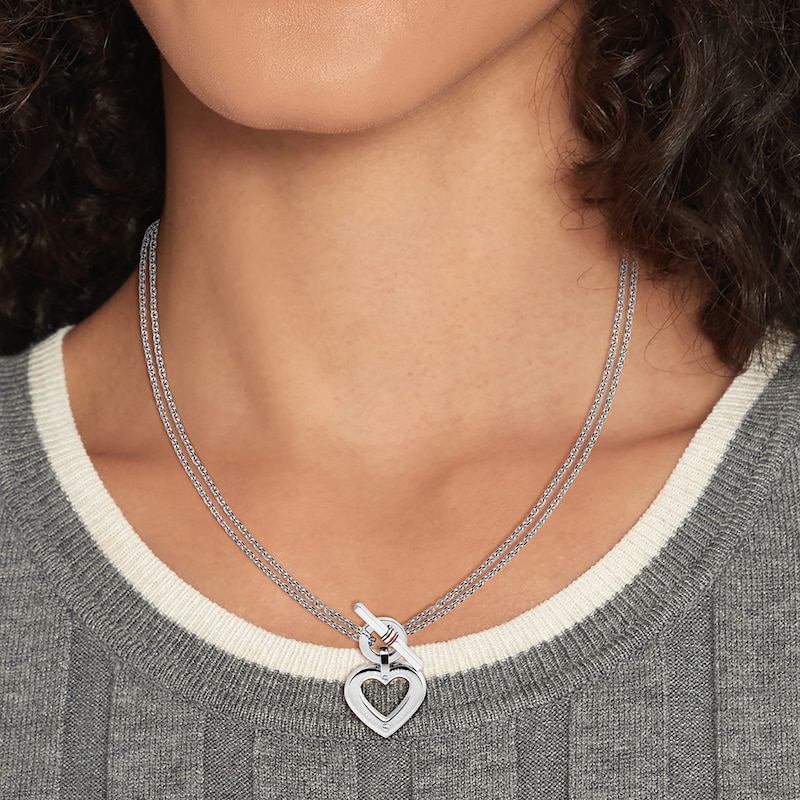 Main Image 3 of Tommy Hilfiger Ladies' Toggle Heart Pendant Stainless Steel Necklace