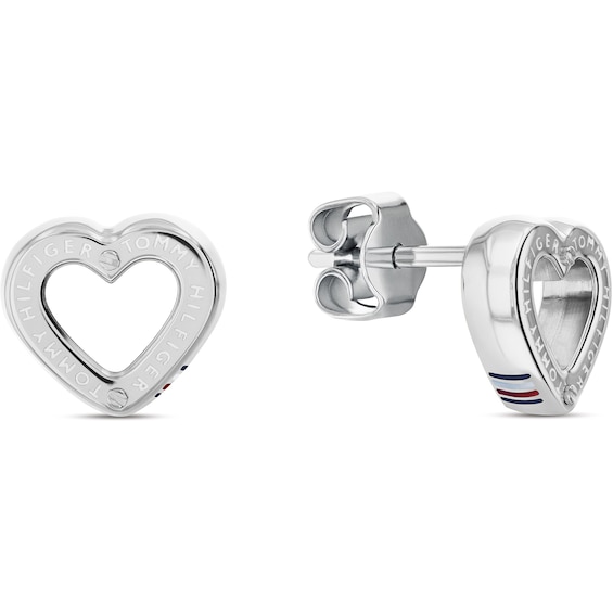 Tommy Hilfiger Womens Stainless Steel Heart Stud Earrings