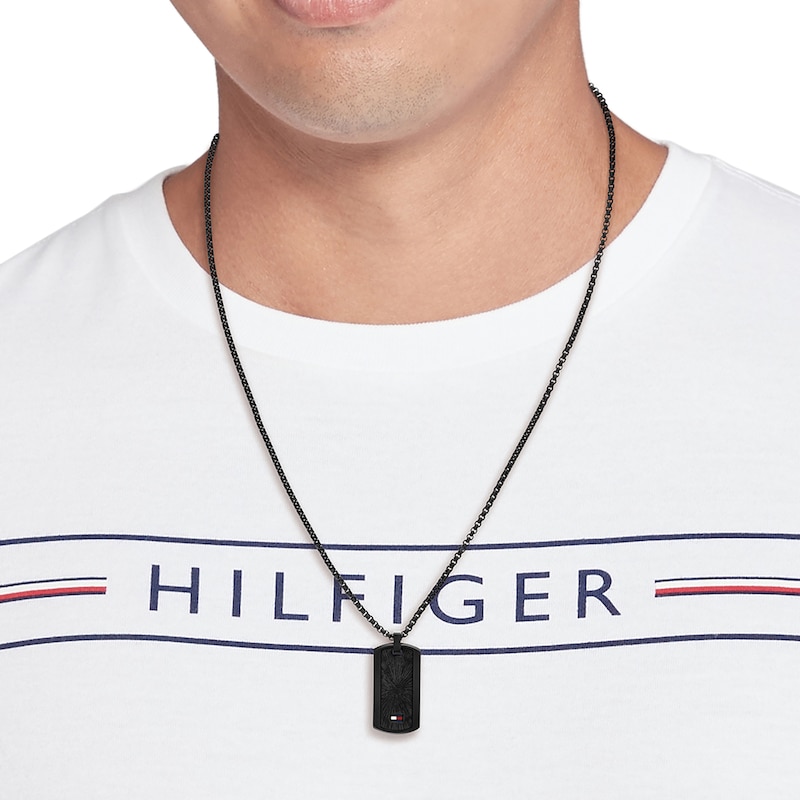 Main Image 4 of Tommy Hilfiger Men's Black Tone Pendant Necklace