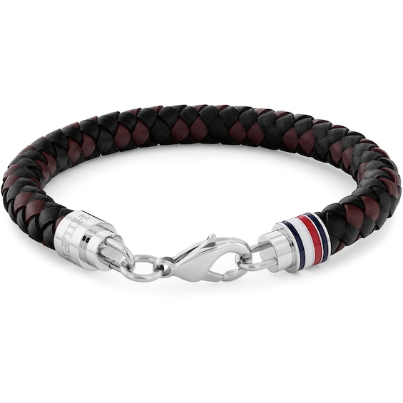 Tommy Hilfiger Men's Brown Braided Leather Bracelet, Sports Direct - Image 2