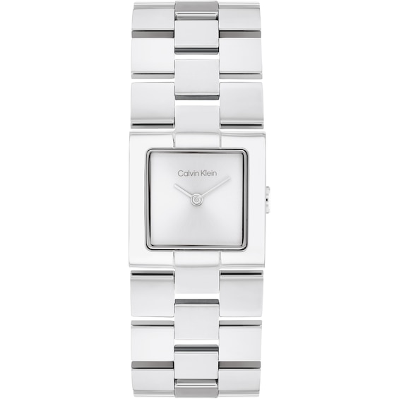 Calvin Klein Women's Grid Link Square Dial Stainless Steel Bracelet Watch