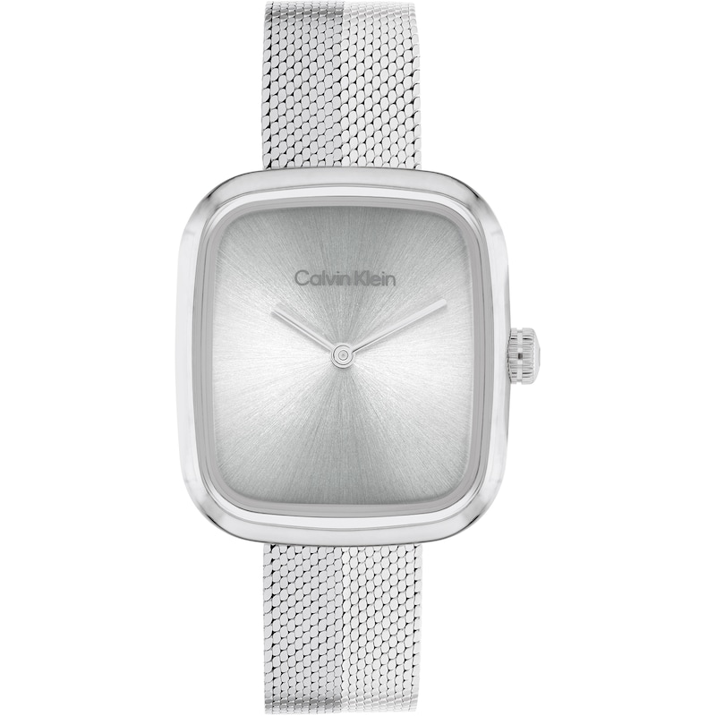 Main Image 1 of Calvin Klein Women's Geometric Square Case Stainless Steel Mesh Strap Watch
