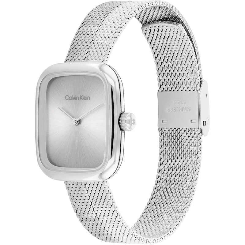 Main Image 2 of Calvin Klein Women's Geometric Square Case Stainless Steel Mesh Strap Watch