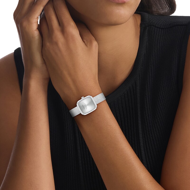 Main Image 4 of Calvin Klein Women's Geometric Square Case Stainless Steel Mesh Strap Watch