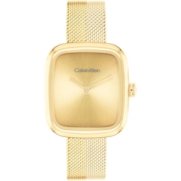 Calvin Klein Ladies' Gradient Dial Gold Tone Stainless Steel Mesh Strap Watch