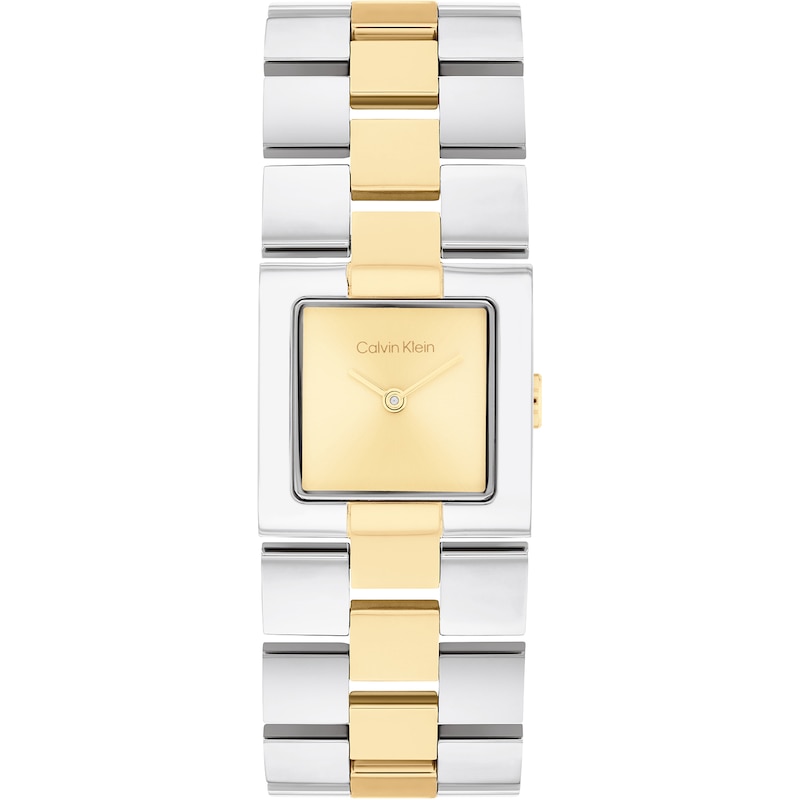 Main Image 1 of Calvin Klein Ladies' Two Tone Grid Link Square Dial Stainless Steel Bracelet Watch