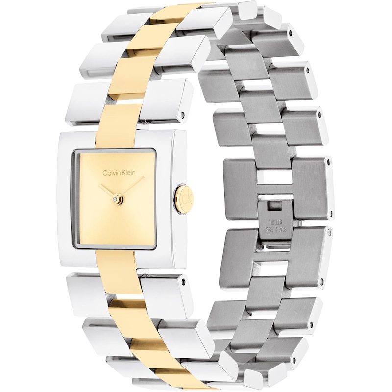 Main Image 2 of Calvin Klein Ladies' Two Tone Grid Link Square Dial Stainless Steel Bracelet Watch