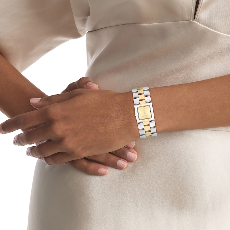 Main Image 4 of Calvin Klein Ladies' Two Tone Grid Link Square Dial Stainless Steel Bracelet Watch