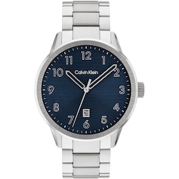 Calvin Klein Men's Blue Linear Dial Stainless Steel Bracelet Watch