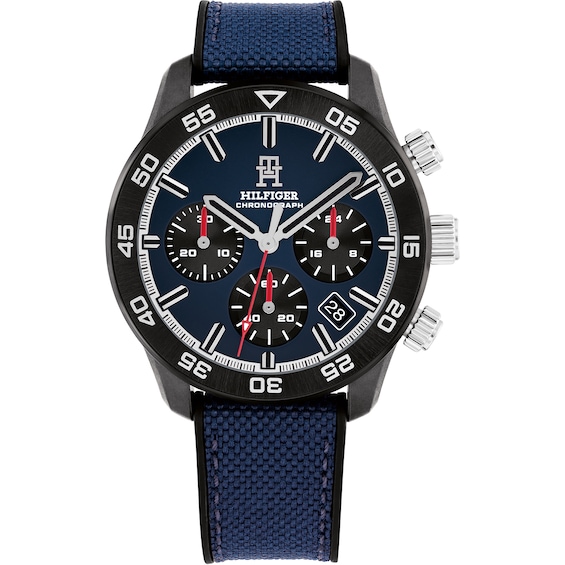 Tommy Hilfiger Mens Chronograph Navy Blue Cordura Strap Watc