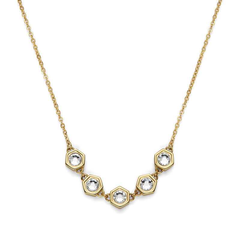 Main Image 1 of Olivia Burton Ladies' Ever Stacked Crystal Hex Honeycomb Light Gold Tone Necklace