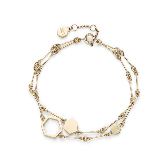 Olivia Burton Women's Honeycomb Classic Light Gold Tone Double Layered Bracelet