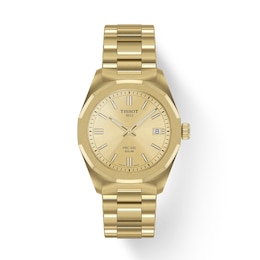 Tissot PRC 100 Solar Women's 34mm Gold Dial Yellow PVD Bracelet Watch