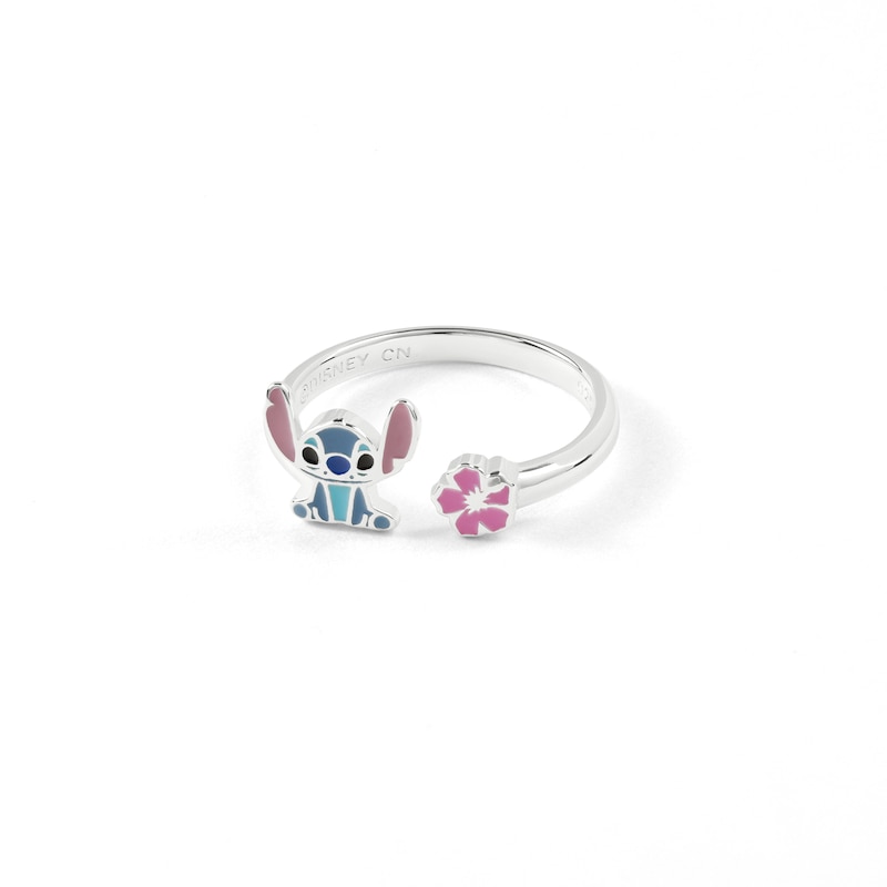 Main Image 2 of Disney Sterling Silver Stitch and Flower Adjustable Ring