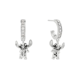 Disney Sterling Silver Stitch Hanging Stone Set Drop Earrings