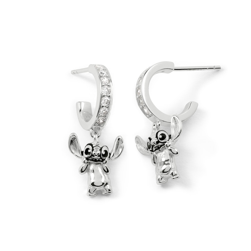 Main Image 2 of Disney Sterling Silver Stitch Hanging Stone Set Drop Earrings