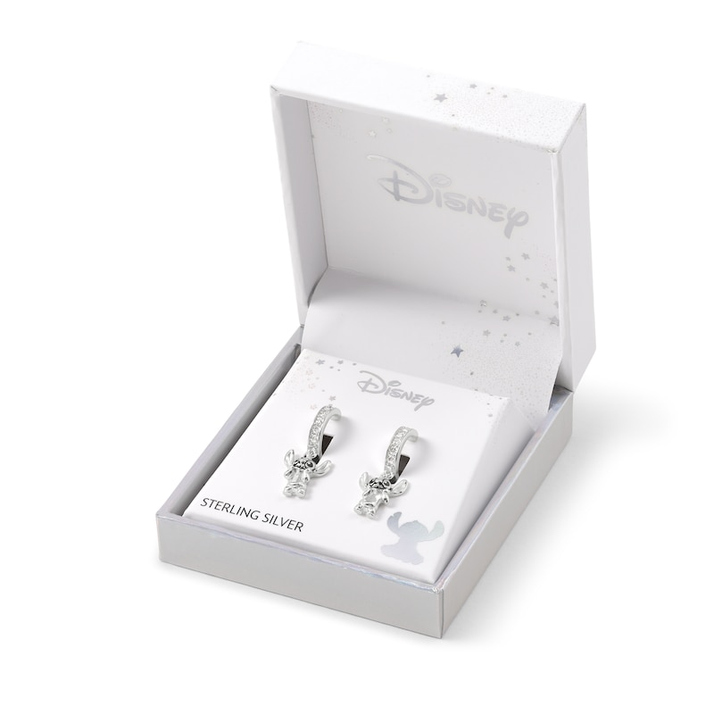 Main Image 4 of Disney Sterling Silver Stitch Hanging Stone Set Drop Earrings