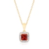 Thumbnail Image 1 of 9ct Yellow Gold Diamond & Garnet Pendant Necklace