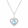 Thumbnail Image 1 of 9ct White Gold Diamond Swiss Blue Topaz Heart Necklace