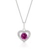 Thumbnail Image 1 of 9ct White Gold Diamond & Rhodolite Garnet Pendant Necklace