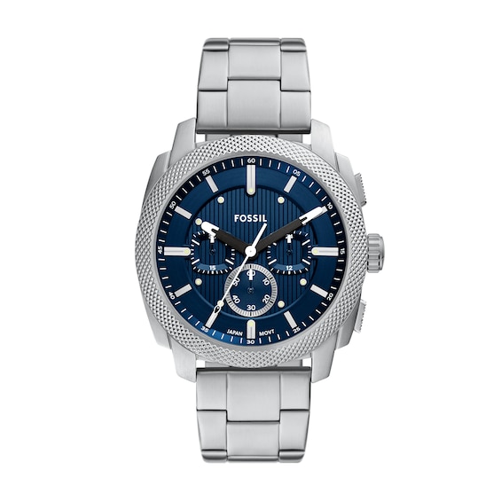 Fossil Mens Machine Blue Chronograph Dial Stainless Steel Wa