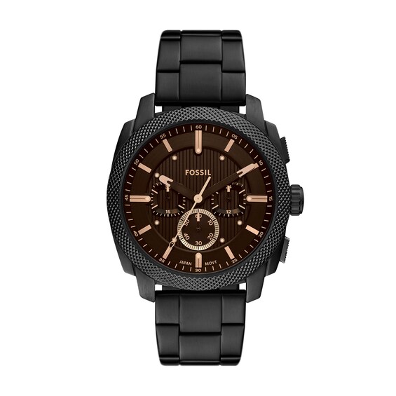 Fossil Mens Machine Brown Chronograph Dial Black Stainless S