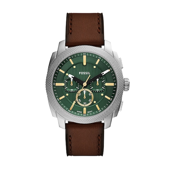 Fossil Mens Machine Green Chronograph Dial Stainless Steel W