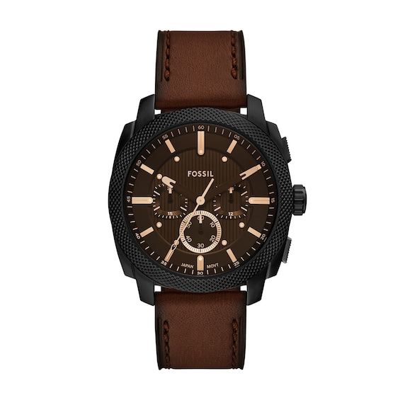 Fossil Mens Machine Brown Chronograph Dial Brown Leather Str