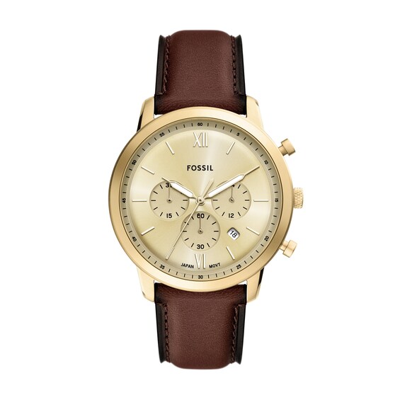 Fossil Mens Neutra Chronograph Gold Tone Stainless Steel Wat