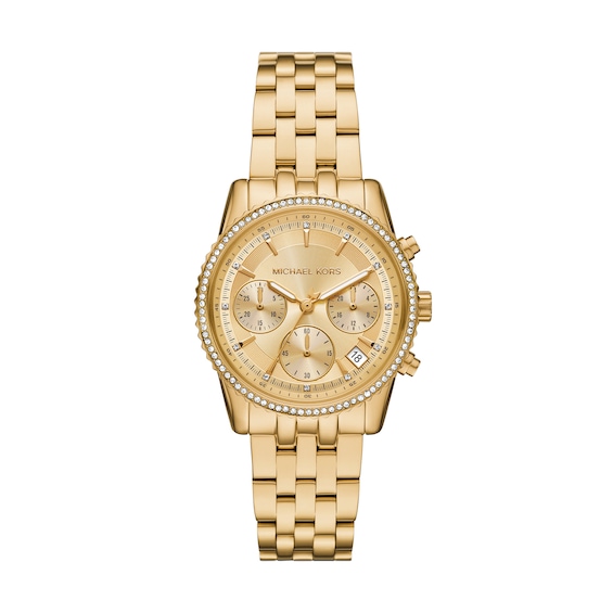 Michael Kors Mini Bryant Chronograph Gold Tone Stainless Steel Watch