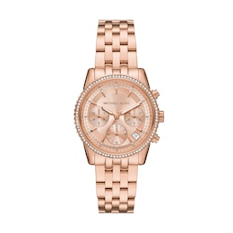 Michael Kors Mini Ritz Chronograph Rose Gold Tone Stainless Steel Watch
