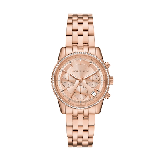 Michael Kors Mini Bryant Chronograph Rose Gold Tone Stainless Steel Watch