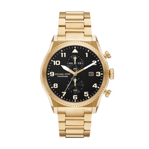 Michael Kors Mens Panorama Chronograph Gold Tone Stainless S