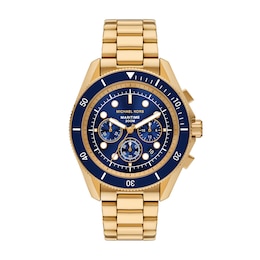 Michael Kors Men's Maritime Blue Chronograph Dial Gold Tone Stainless Steel Watch