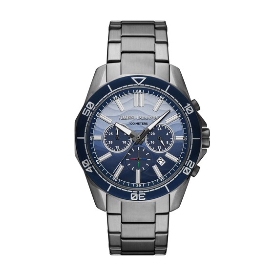 Armani Exchange Mens Blue Wave Chronograph Dial Gunmetal Sta