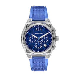 Armani Exchange Men's Chronograph Clear Blue Nylon Strap Watch