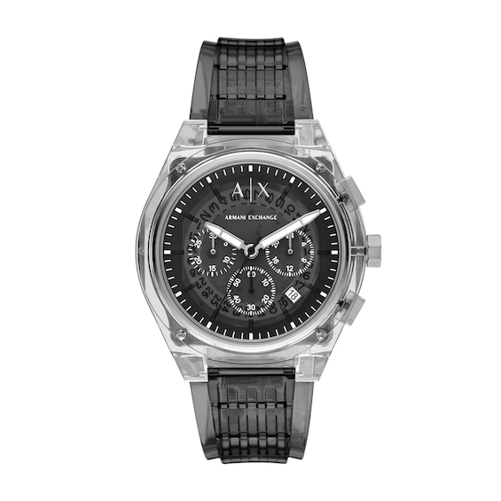 Armani Exchange Sync Mens Chronograph Clear Polyurethane Str