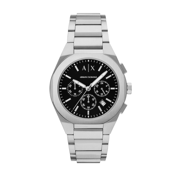 Armani Exchange Sync Mens Black Chronograph Dial Stainless S
