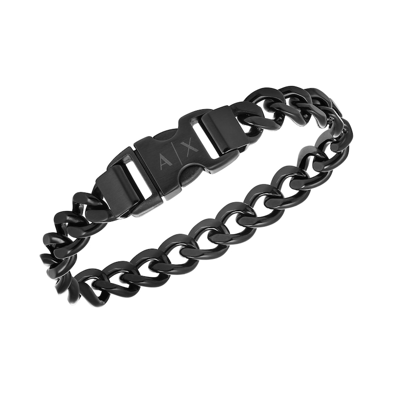 Main Image 2 of Armani Exchange Men's Black Stainless Steel Chain Buckle Bracelet